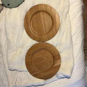 Pottery Barn Wooden Charger Plates in Warm Brown (Set of 2)